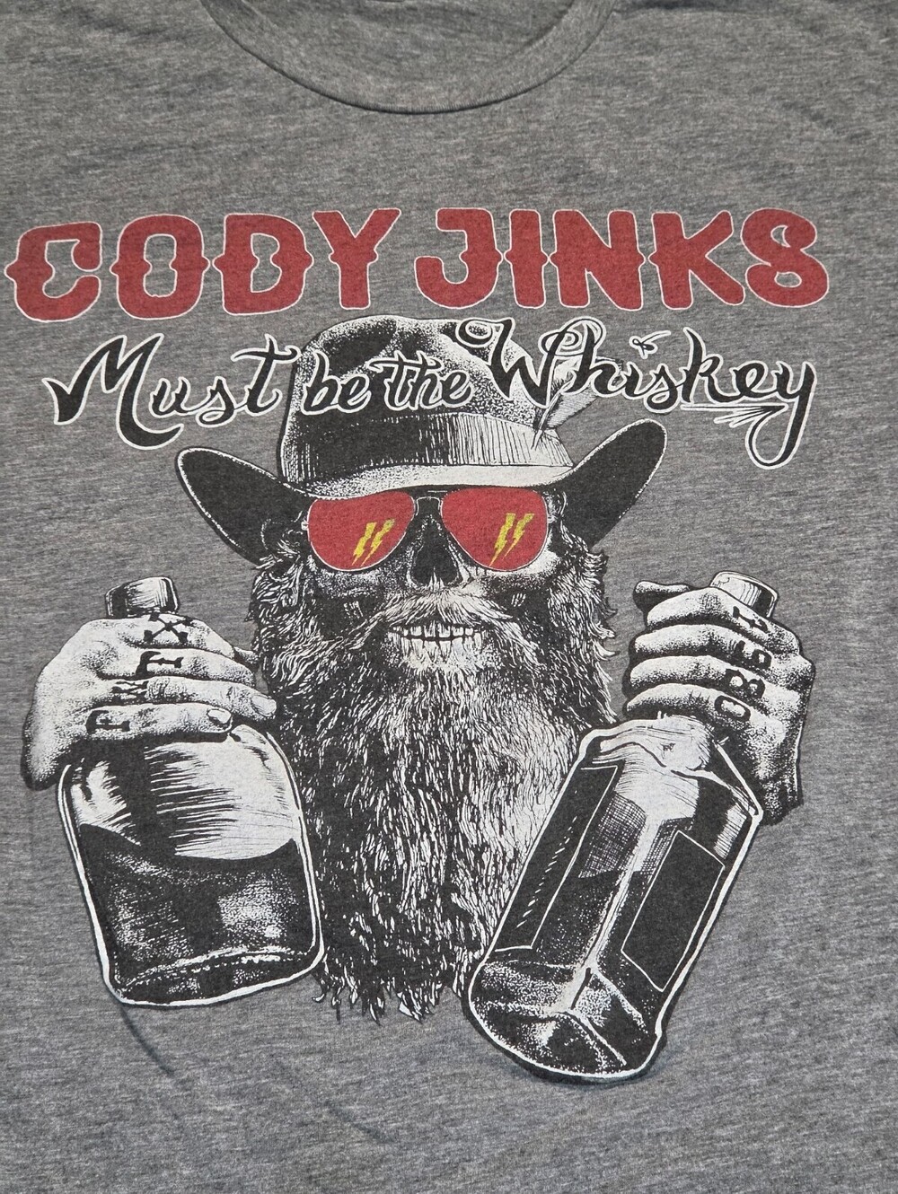 Cody Jinks Must Be the Whiskey Graphic T-Shirt, Gray, Size L